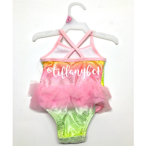 Mermaid Rainbow Tutu Infant Baby Girl Swimsuit - Picture 8 of 10